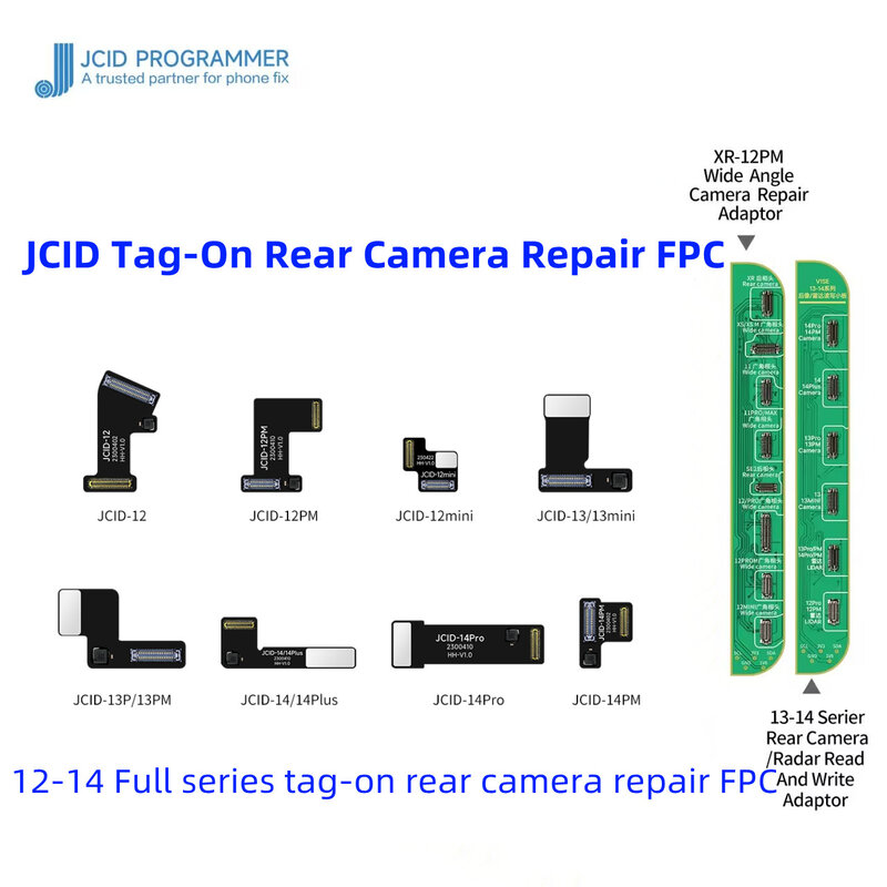 JCID Tag-On Rear Camera Repair FPC Flex For iPhone 12-14PM Solve Code Matching and Pop up window problems Without Soldering