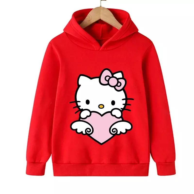 Sudadera con capucha de Hello Kitty Sanrio Kawaii para niños, ropa divertida Haruno Sakura para niñas adolescentes, 2024