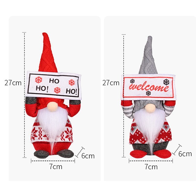 Boże Narodzenie krasnale pluszowe ręcznie robione szwedzkie ozdoby Gnome z diodowymi, skandynawskimi lalkami