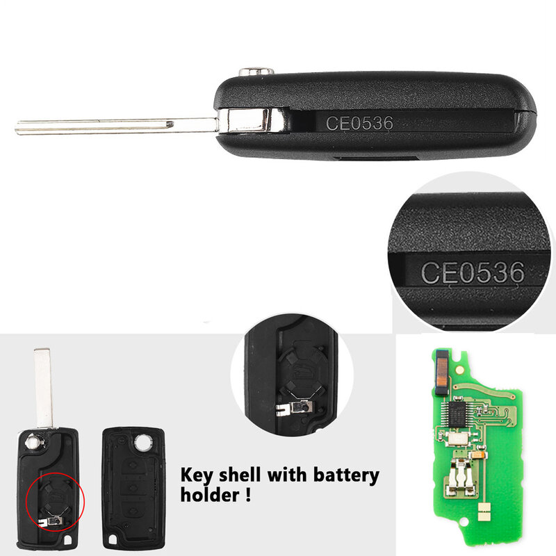 KEYYOU-llave de coche remota con filtro de 2/3 botones, 433MHz, para Citroen C1, C2, C3, C4, C5, Berlingo, Picasso, Peugeot 207, 307, ID46, CE0536, CE0523
