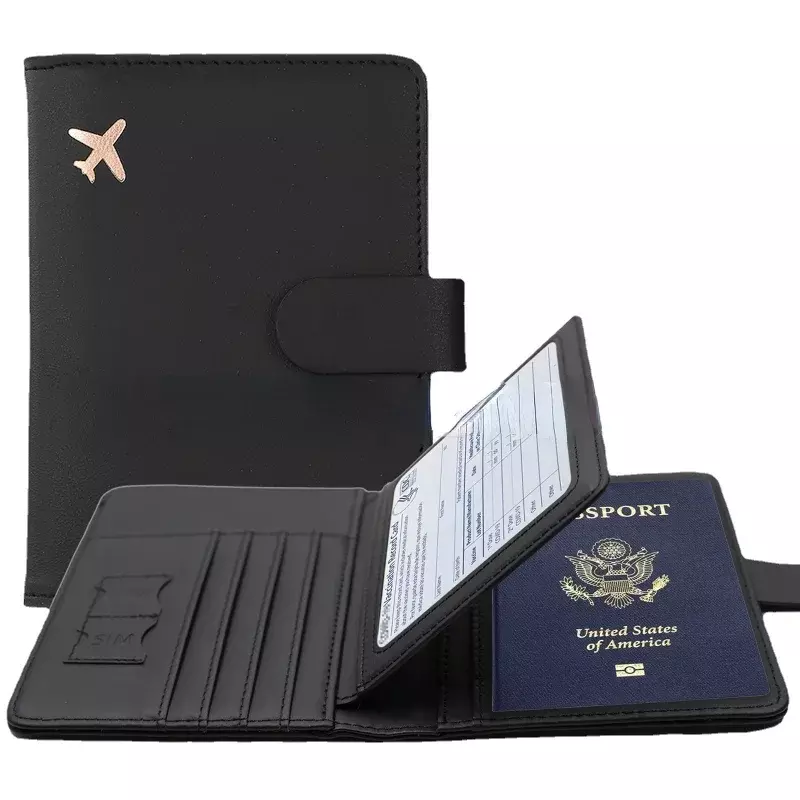 Обложка для паспорта из искусственной кожи для мужчин и женщин, дорожный Держатель для паспорта с Отделом для кредитных карт, защитный чехол-кошелек
