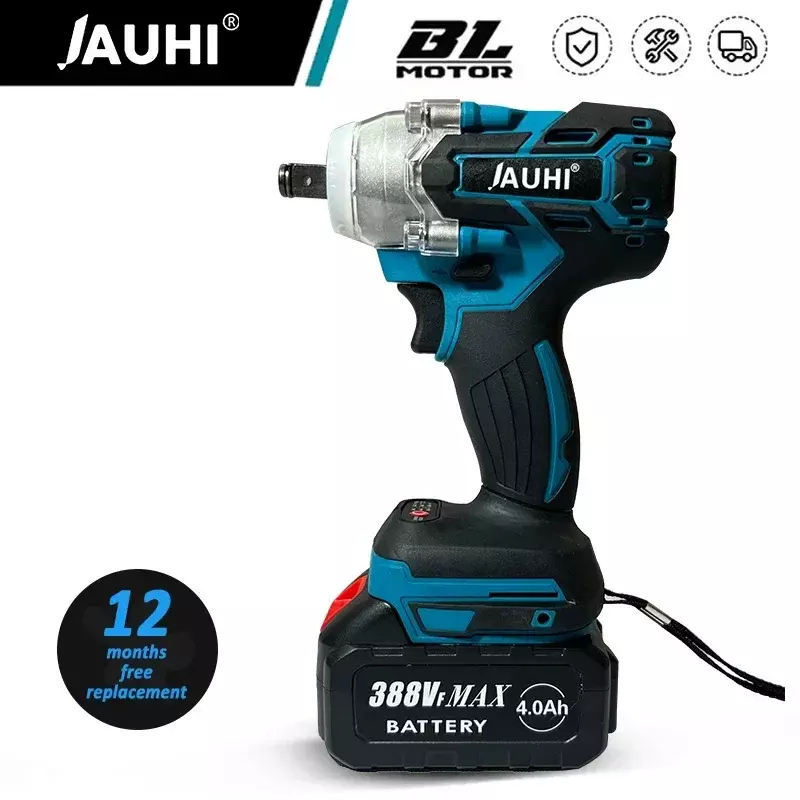 JAUHI 520N.M Brushless Electric Impact Wrench Cordless Electric Wrench 1/2 Inch for Makita 18V Battery Screwdriver Power Tools