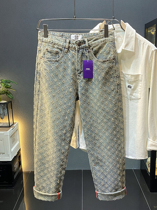 2024neue High Street Jeans Herrenmode Modemarke koreanischen Stil All-Match Casual Street lose gerade Hose mit weitem Bein