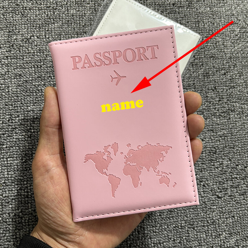 Portefeuille de voyage personnalisé avec nom brodé pour hommes et femmes, étui porte-cartes de visite, couverture de passeport, document doré personnalisé