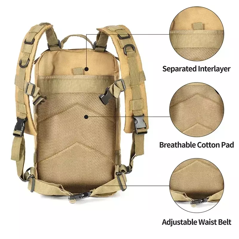 Lawaia Tactical Backpacks 50L Large Capacity Military Backpack Military Rucksack Waterproof Outdoor Hiking Camping Hunting Bag