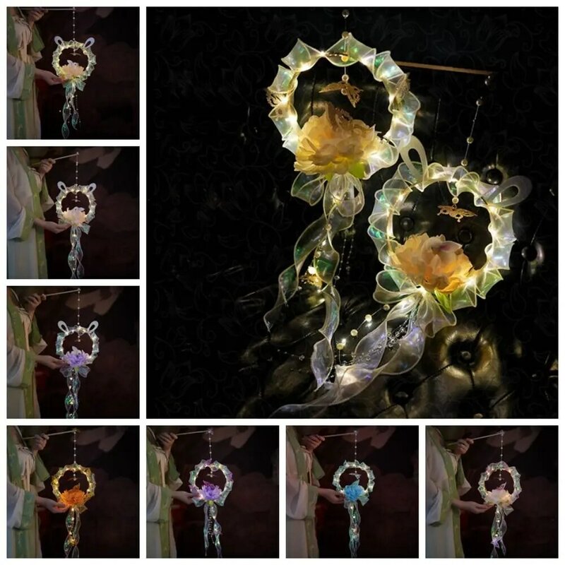 Handgemachte Mitte Herbst Laterne DIY Materialien Segen mit LED-Licht chinesischen Stil Laterne Lampe leuchtend viel Glück