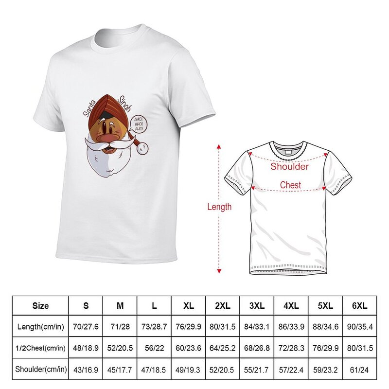 T-shirt Santa Singh pour hommes, Économie pour garçons noirs, Économie blancs