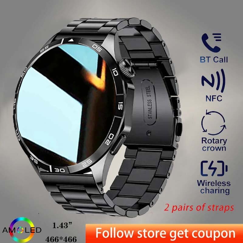 2024 neu für huawei xiaomi gt4 pro smart watch männer nfc gps tracker amoled 466*466 hd bildschirm herzfrequenz bluetooth call smartwatch