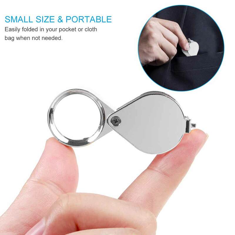 Lupa plegable de bolsillo para joyería, Mini lente de diamante, gafas de lectura, 10x20x30x