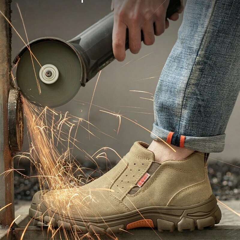 Men Labor Protection Shoes Welder Anti Smashing Anti Piercing Work Winter Plush Work Site High Top Labor Safety Protection Shoes