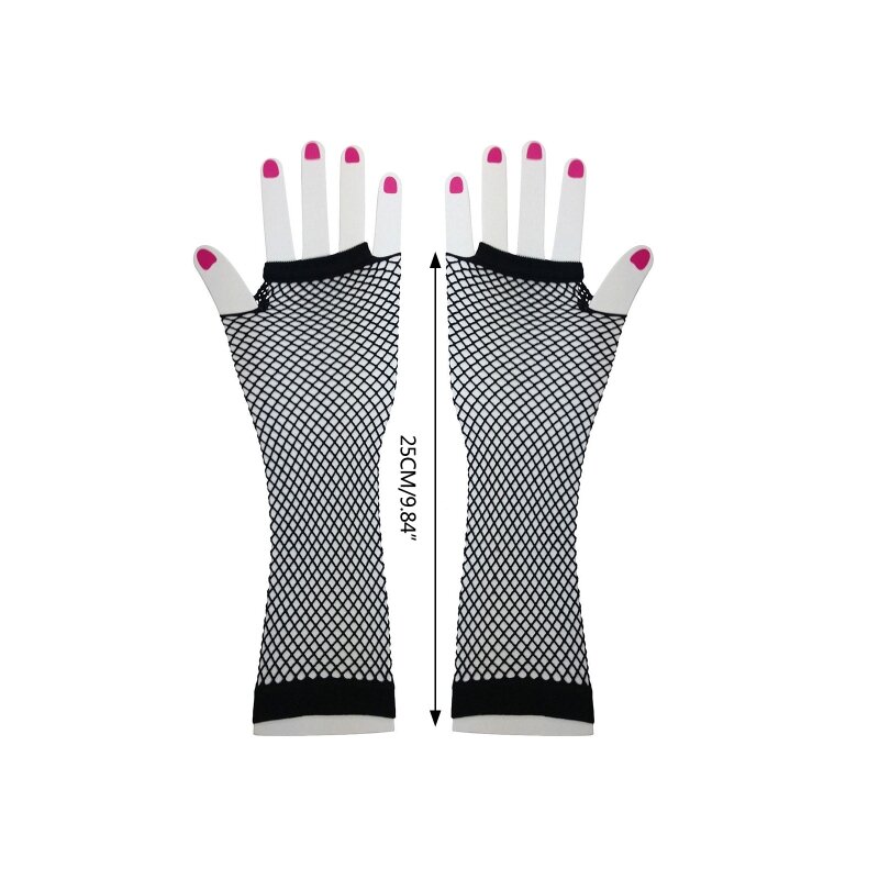 50JB женские нарядные перчатки в сеточку, 1 пара неоновых цветов, короткие варежки без пальцев, сетчатые перчатки, короткие для