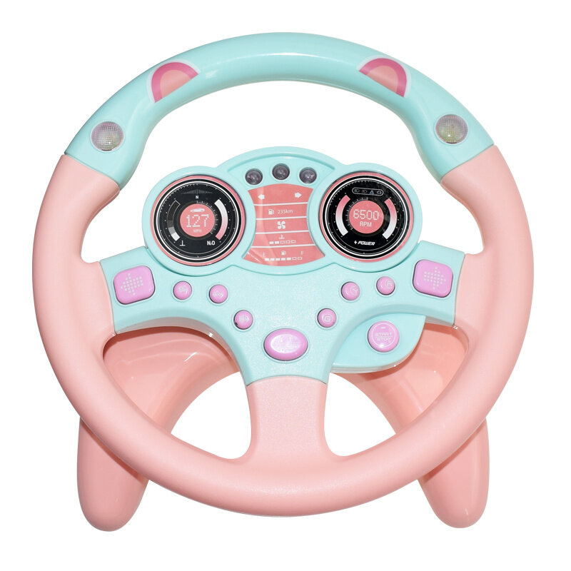 Mainan setir mobil, dengan simulasi elektrik, mainan roda kemudi, kereta dorong musik, suara ringan, mainan vokal