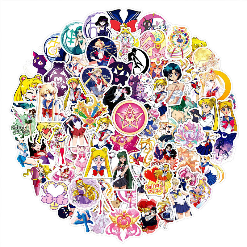 10/30/50/100pcs Cute Sailor Moon Anime Stickers Aesthetics Girls Cartoon Decals Laptop Phone Diary Kawaii Sticker for Kids Toys