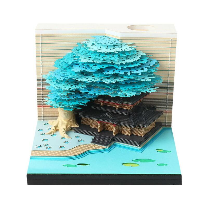 Seasonal Tree House 3D Memo Pad, 240 arkuszy papieru Rzeźba Uchwyt Sticky 3D Non-Stick Art Notes Notatnik Pióro Dekoracja z D R7J0