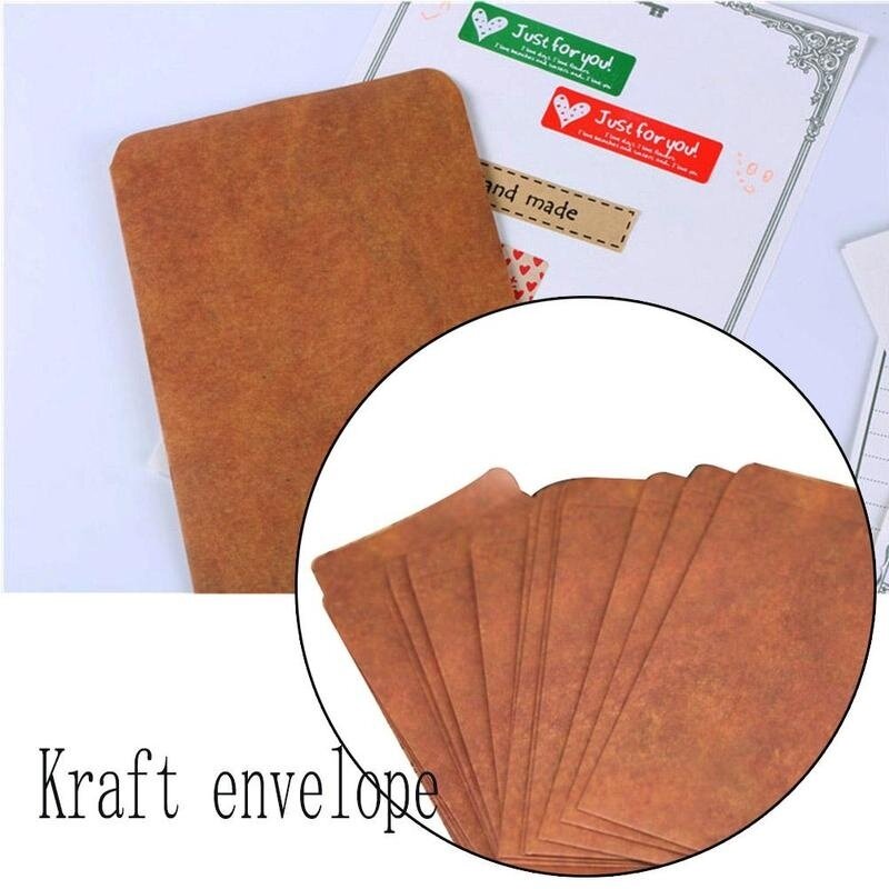 Sobre de papel Kraft marrón de estilo antiguo, embalaje para tarjeta de invitación postal Retro, carta pequeña de regalo, 10 unidades por lote