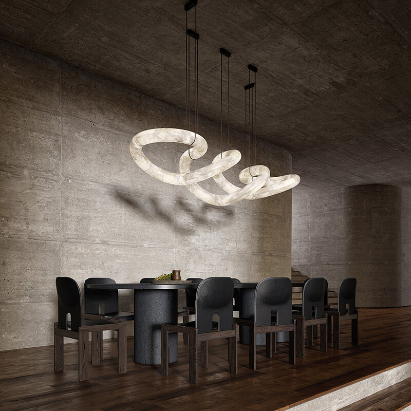 Lampu gantung mewah berbentuk panjang Bar meja makan Alabaster gaya minimalis Modern gaya silang kreasi baru terlaris Amerika