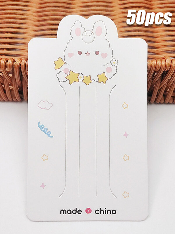 50pcs Bunny Star Display Cards per Hair Cord Hairpin Handmade gioielli fai da te pacchetto di cartone fermagli per capelli White Craft Hang Tag Card