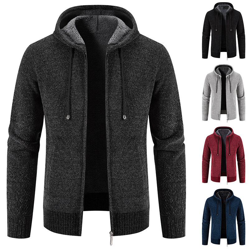 남성용 양털 재킷, 캐주얼 단색, 두꺼운 따뜻한 후드, 지퍼 업, Y2K 코트, 가을 및 겨울, 신상
