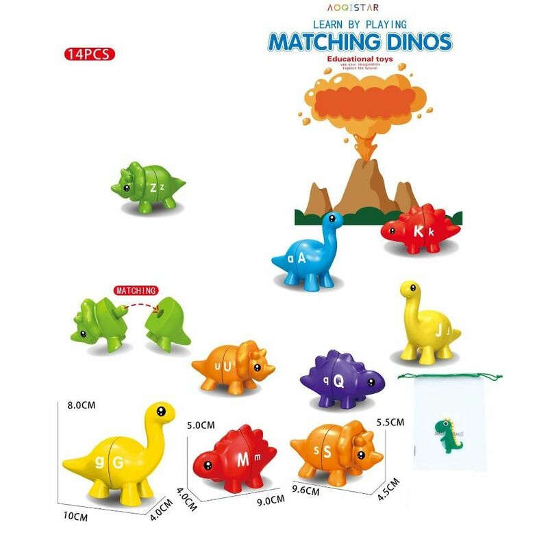 Pasujące litery z dinozaur zabawki dinozaur zabawki litery pasujące do alfabetu edukacyjnego gra dopasowanie elementów dinozaura Montessori ABC