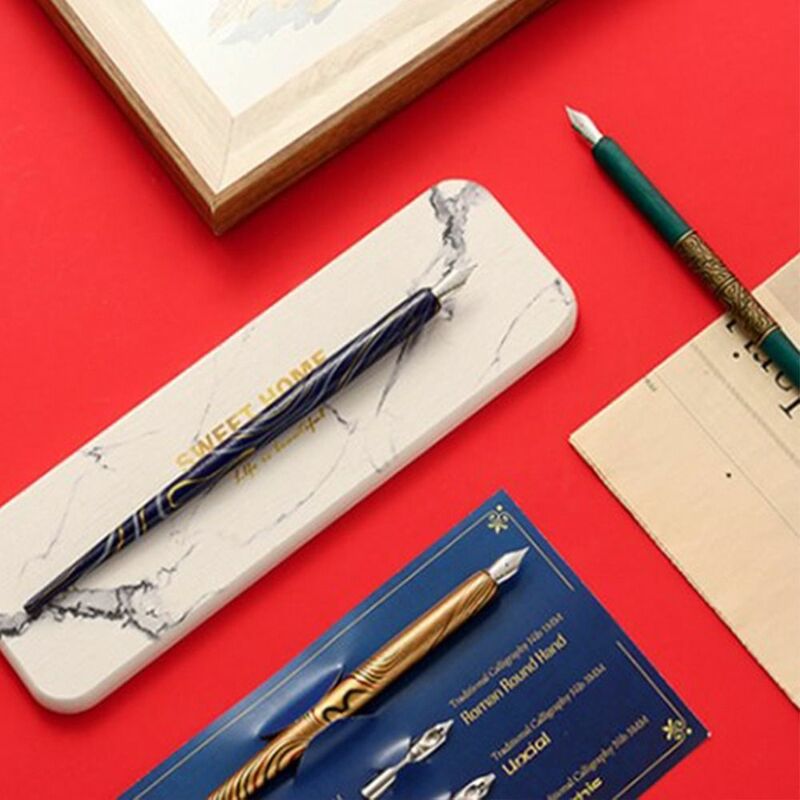 Pluma estilográfica de Manga con 6 puntas para caligrafía, Kit de pluma de inmersión para escribir bocetos y caligrafía