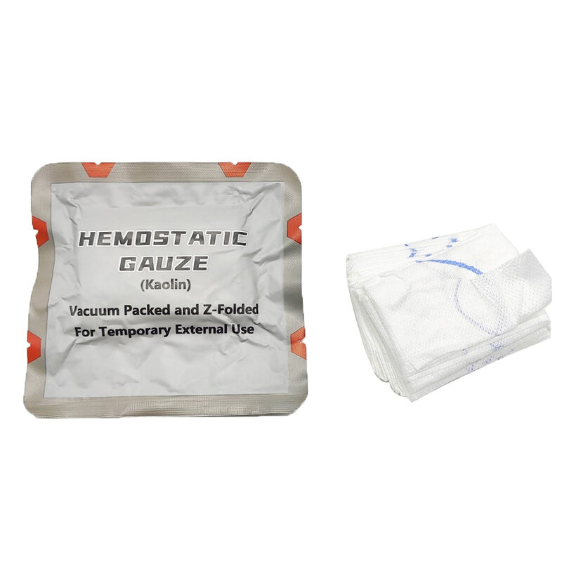 Kit de caulim hemostático gaze combate emergência, Z-Fold solúvel para kit de primeiros socorros militar tático, médico ferida vestir, trauma