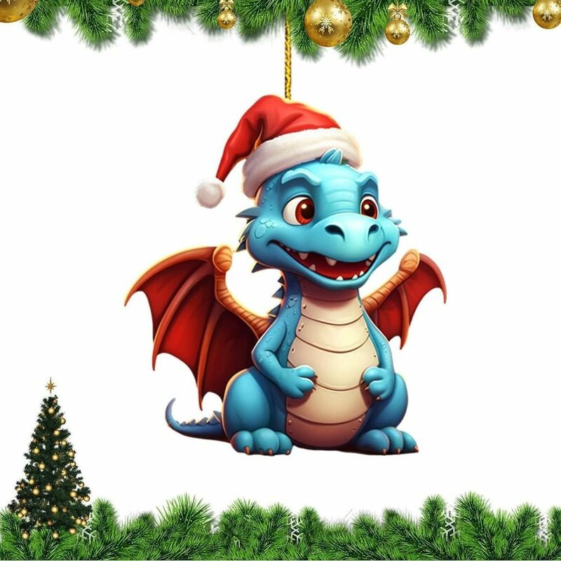 Ornements de pendentif de dragon de Noël, cadeau de nouvel an, acrylique, décorations pour la maison mignonnes, dessin animé, bébé, oeuf