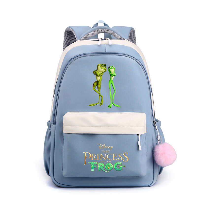Mochilas escolares Disney A Princesa e o Sapo para crianças e adolescentes, mochila de alta capacidade, mochila de viagem fofa, mochilas populares, moda