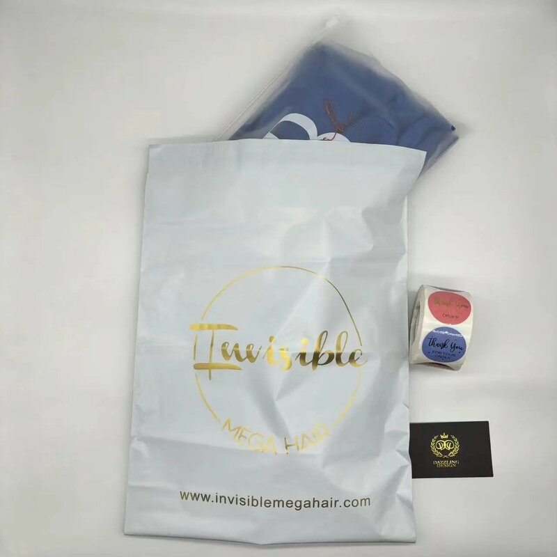 100 Logo personalizzato Polymailers lamina d'oro bianco opaco poli spedizione Mailer sacchetti di spedizione per piccole imprese vestiti sacchetti di spedizione