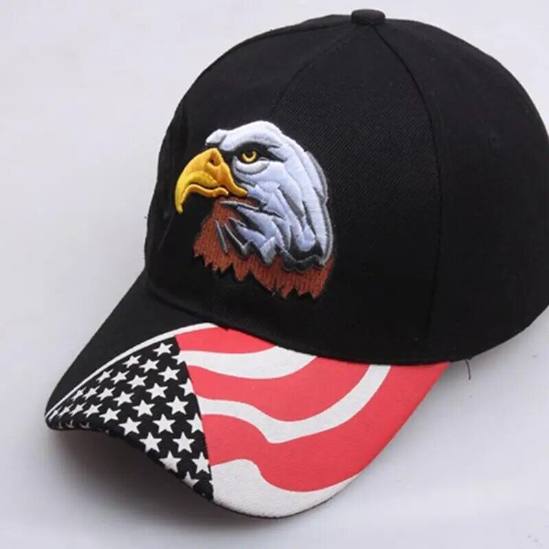 Topi bisbol bendera keren bersirkulasi, topi Trucker elang dan bendera kamuflase dapat disesuaikan, topi olahraga luar ruangan untuk wanita