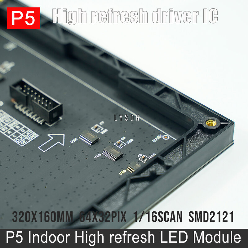 실내 SMD2121 RGB P5 LED 모듈, 비디오 월 디스플레이 패널, 320x160mm, 64x32 픽셀, 2PCs/로트 할인