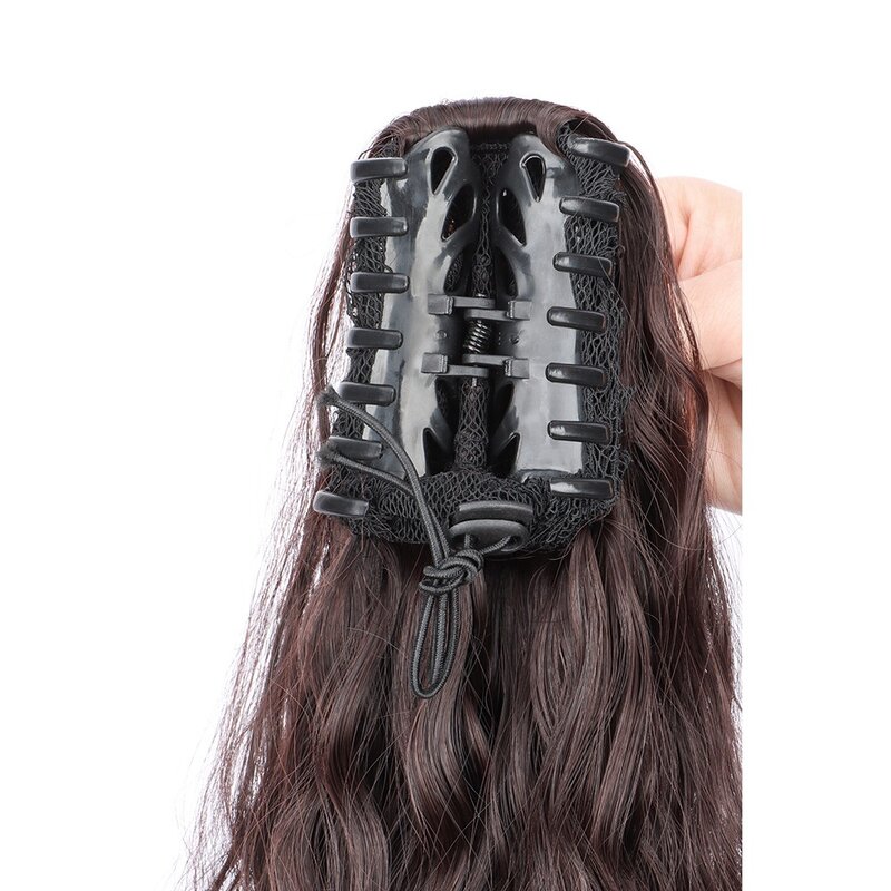 Lange Zwarte Trekkoord Paardenstaart Verlenging Voor Vrouwen Synthetische Krullende Golvende Clip In Paardenstaart Hair Extensions Voor Dagelijks Feest Gebruik