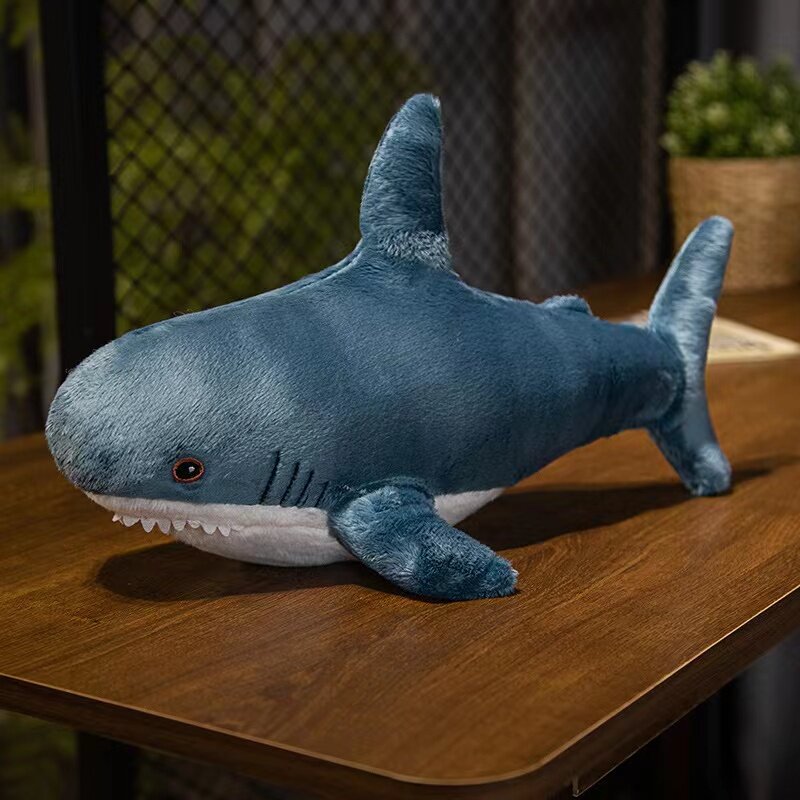 45/60cm Giant Cute Shark Plush Toy Soft Stuffed Speelgoed Animal Reading Pillow for Birthday Gifts Cushion Doll Gift For Kids