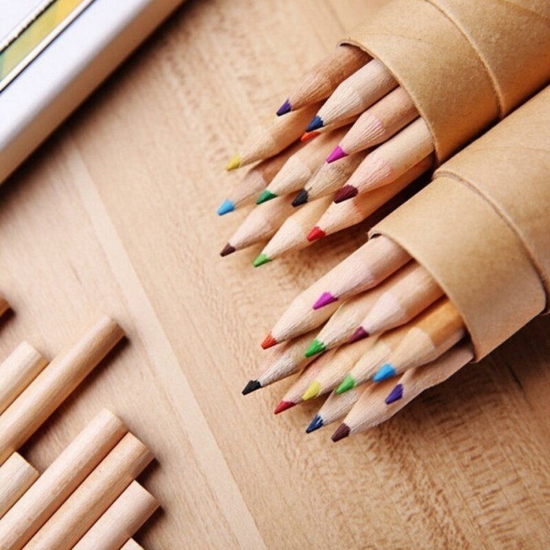 Crayons de couleur professionnels en bois naturel 12 couleurs, ensemble de Crayons de couleur, Excellent stylo de dessin pour étudiant, papeterie scolaire