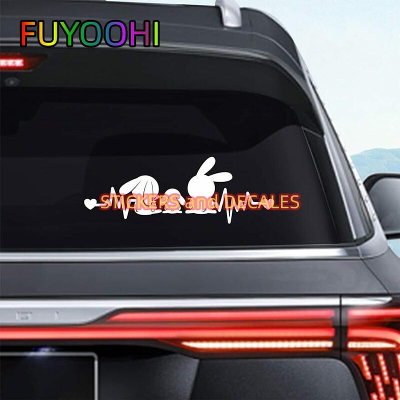 FUYOOHI Vinyl Car Stickers And Decals, Cute Rabbit Waterproof Car Window Decal For Car Truck Laptop Skateboard Motorcycle