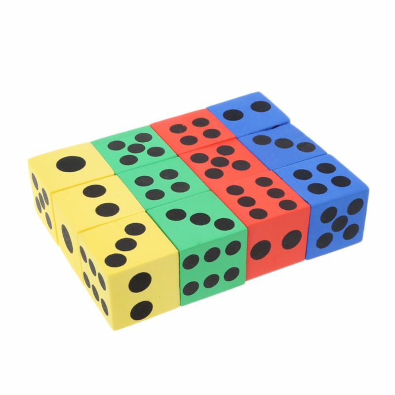 จุดโฟม EVA ลูกเต๋าสี่เหลี่ยม12ชิ้น/แพ็คขนาดใหญ่หลากสีสำหรับการเล่นเกมบล็อกตัวต่อ-สำหรับเด็กอุปกรณ์ของเล่นงานปาร์ตี้