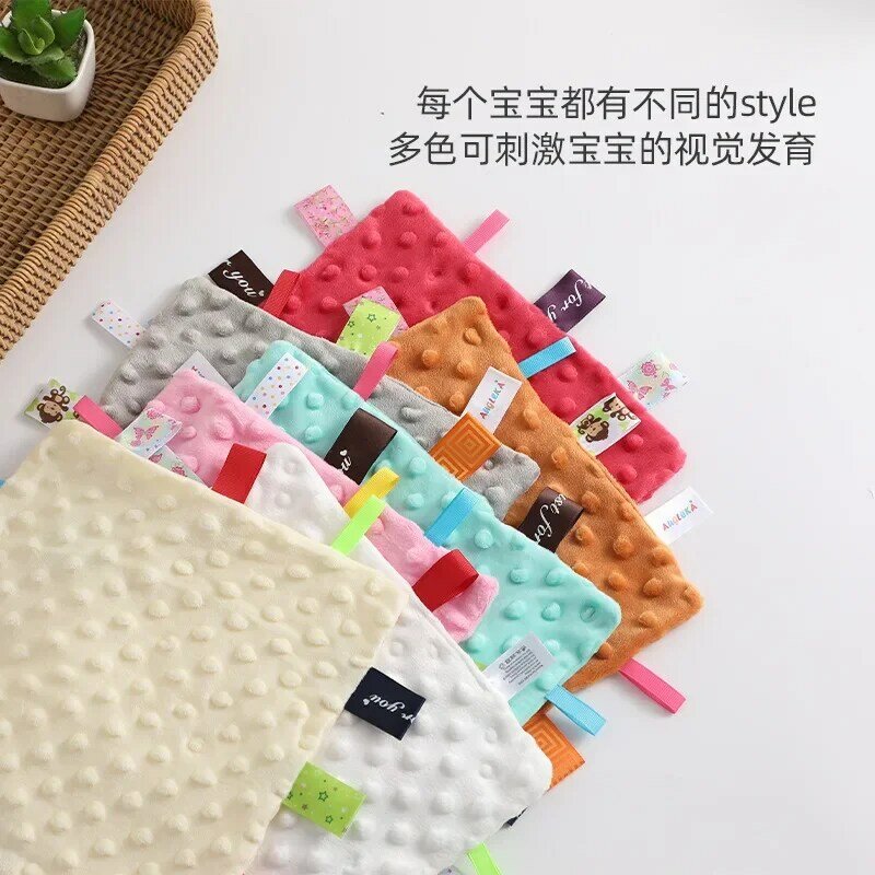 Baby Peas Label Soothing Towel Soft Cotton Newborn Kids Sleep Toy Solid Color Soothe Appease Comforter Blanket Bibs Saliva Towel