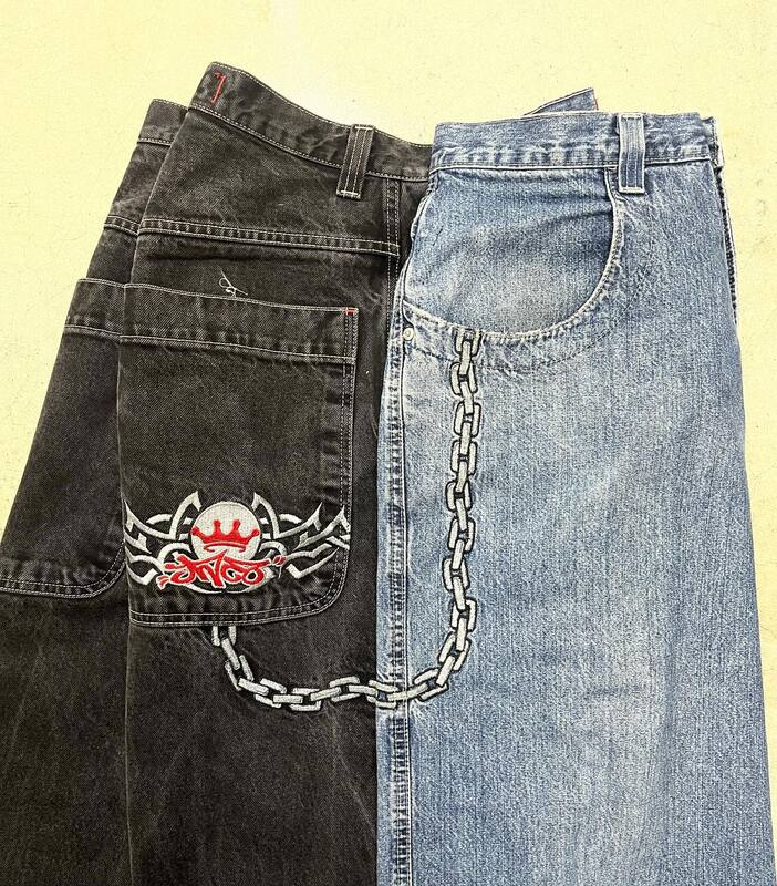 Джинсы Jnco в стиле ретро с высокой талией, мешковатые джинсы с напуском, в стиле хип-хоп, Харадзюку, Y2k, большие размеры, брюки с широкими штанинами с узором
