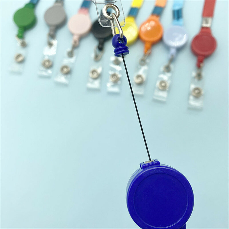 9 Color Badges Holder Retractable Lanyard ID Name Tag Card Badge Holder Reels Chain Clips Hanging Rope Keychain Necklace Strap