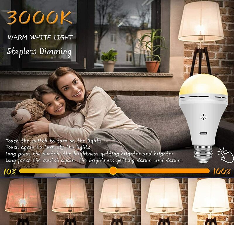 New USB-C Rechargeable Bulb 5V A60 Remote Control timingTouch Dimming Outdoor Camping Bulb Lamp Battery Emergency Bulb tent ligh