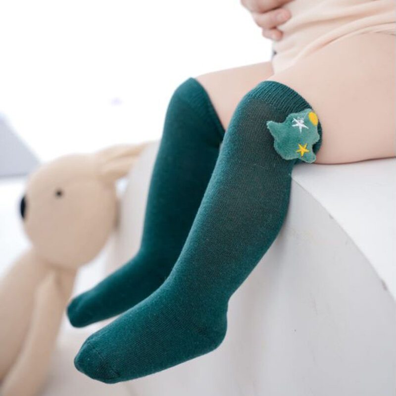 Newborn Baby Girls Knee High Socks Fashion Christmas Socks Stretchy Long Tube Socks for Infants Toddlers