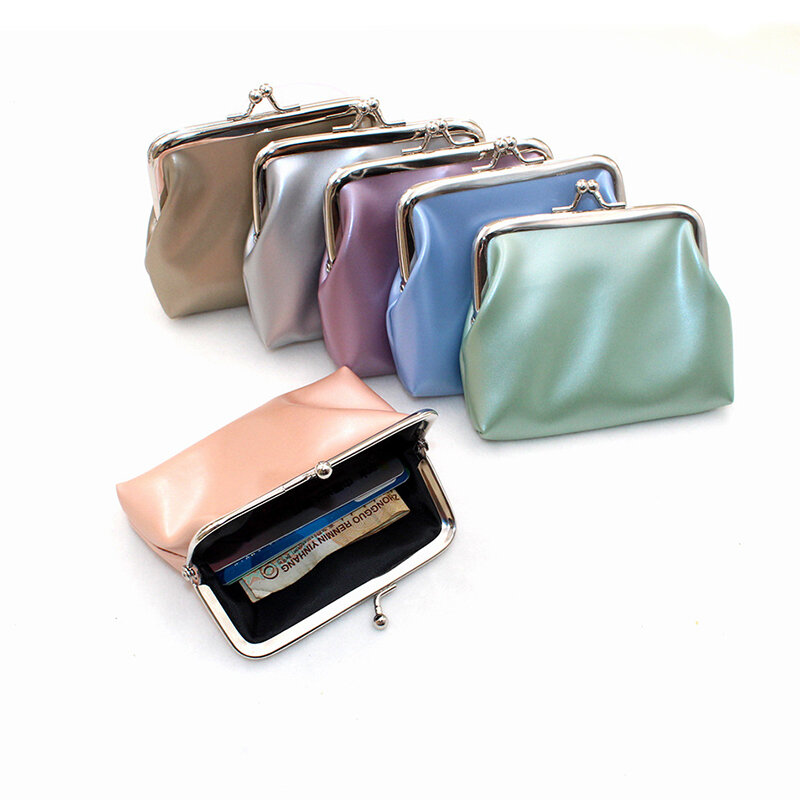 Portamonete da donna portamonete a doppio strato Color caramella portamonete per ragazze semplice portafoglio con fibbia in PU borsa tascabile portatile per rossetto