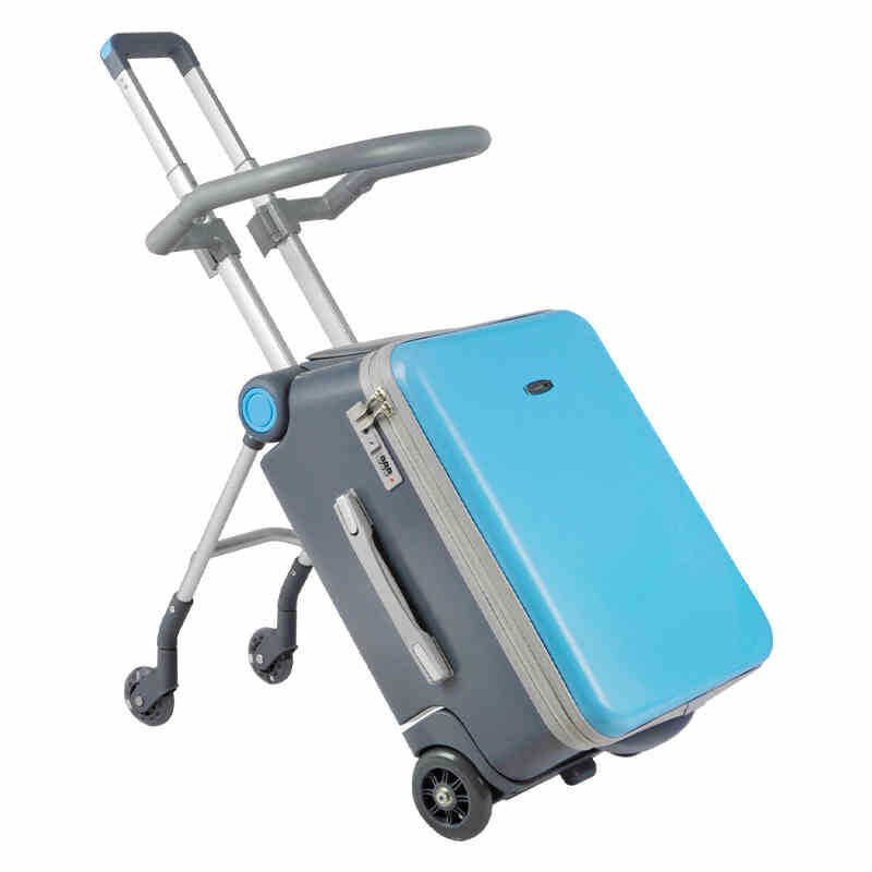 กระเป๋าเดินทางขึ้นเครื่องสามารถนั่งและขี่รถได้อุปกรณ์ช่วยเดินกระเป๋าล้อลากขี้เกียจของเด็ก