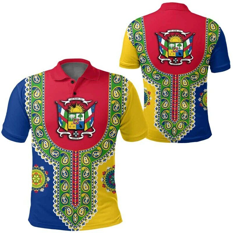 Bandiera della repubblica dell'africa centrale mappa Polo stampata in 3D per uomo abbigliamento emblema nazionale POLO maschile Boy Button Tee Tops