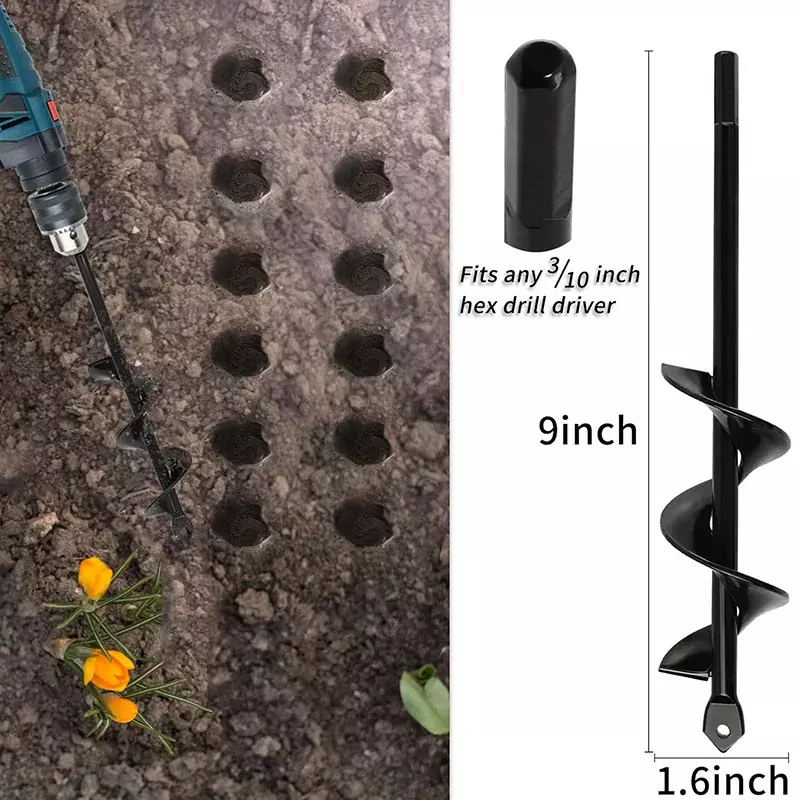 정원 오거 나선형 드릴 비트, 원예 꽃 화분 지구 드릴, 심기 구멍 파기 도구, 느슨한 토양 드릴 비트 액세서리