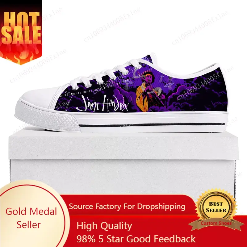 J-Jimi Gitarist Lage Top Hoge Kwaliteit Sneakers Mannen Vrouwen Tiener Canvas Sneaker H-Hendrix Prode Casual Paar Schoenen Custom Schoen