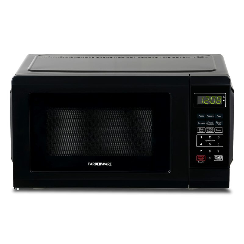 Microwave meja 700 watt, 0.7 cu ft-Oven Microwave dengan lampu LED dan kunci anak, hitam Retro