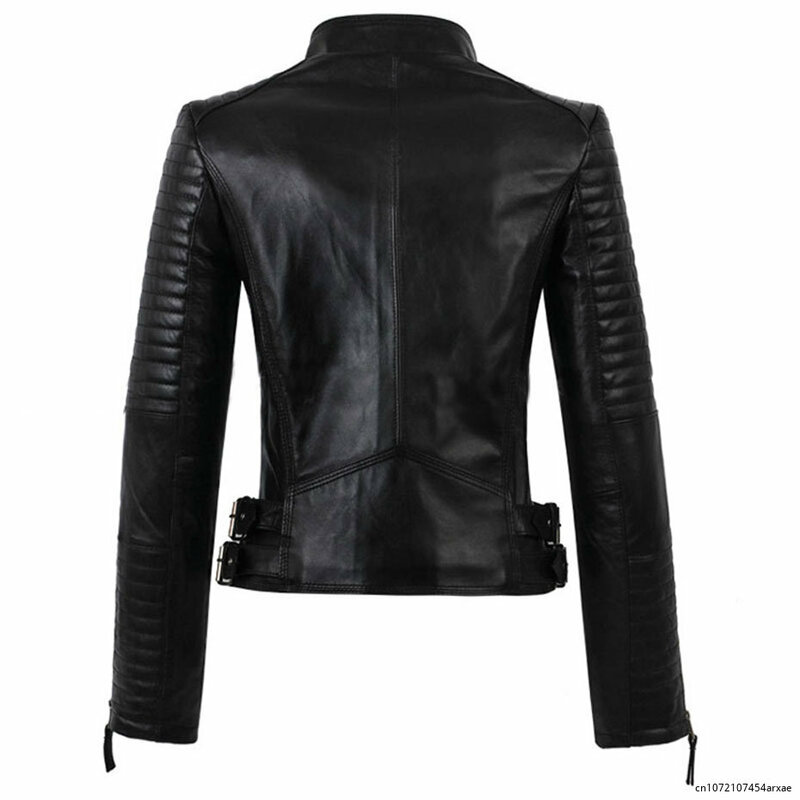 2023 Классическая кожаная куртка для женщин, мотоциклетная куртка в стиле панк, байкерская куртка из искусственной кожи, куртка-бомбер, куртка из искусственной кожи для женщин