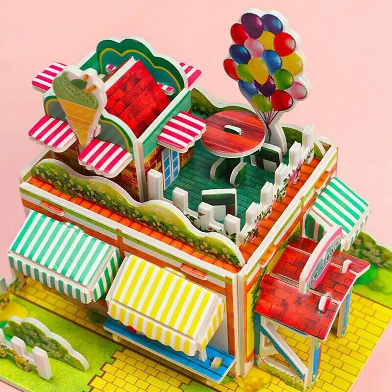 3D DIY Puzzle Castle Assembling Model Cartoon House Foam Toy Kid Early Learning Construction Pattern Gift Children House Puzzle