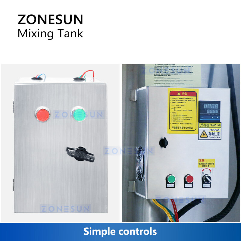 ZONESUN Agitator Stirring Blending Vessel Emulsifier Mixing Tank Cosmetics Homogenizing Mixing Barrel Equipment ZS-MB100L