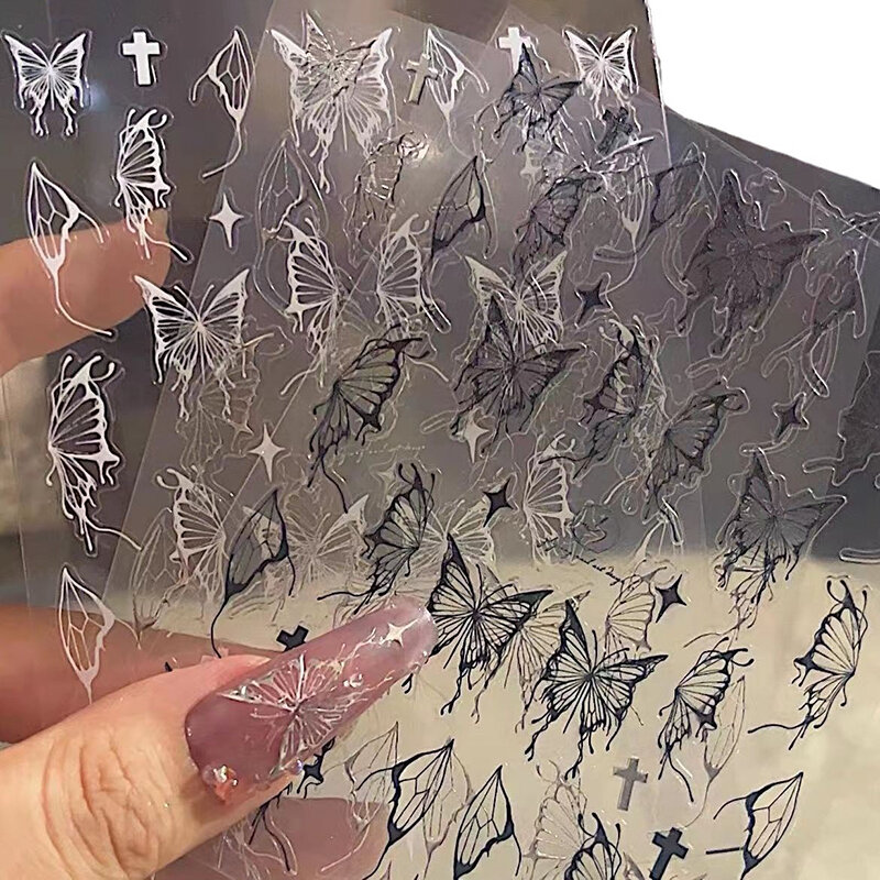 Vloeibare Holle Vlindersticker Kristal Diamant Sprankelende Schaal Lichte Vlinder Nagelsticker Nail Art Sticker Ontwerp Manicure Tool